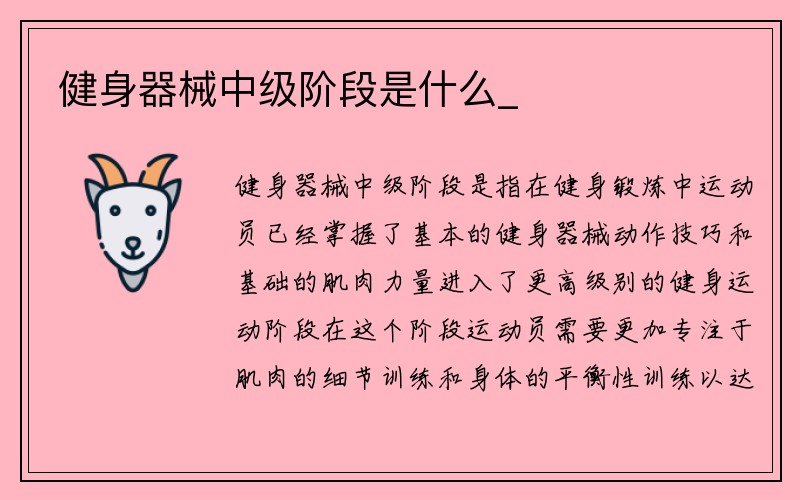 健身器械中级阶段是什么_