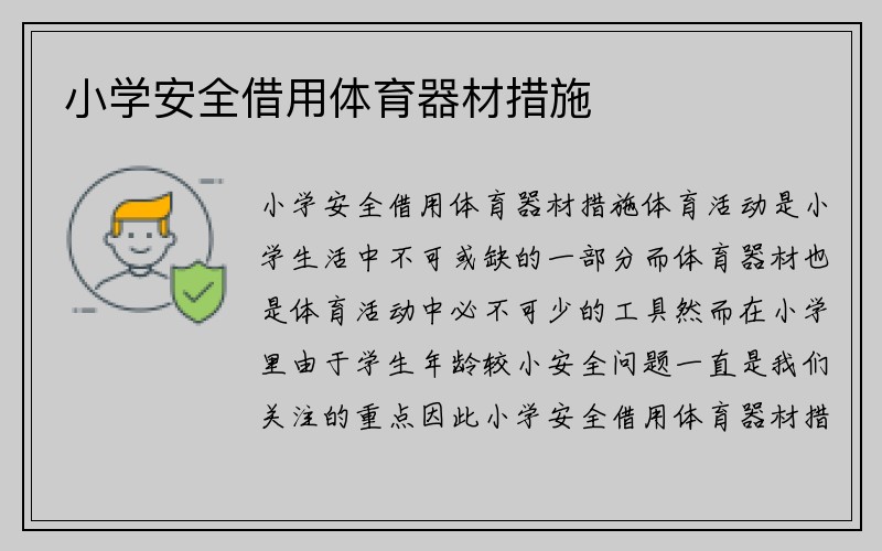 小学安全借用体育器材措施